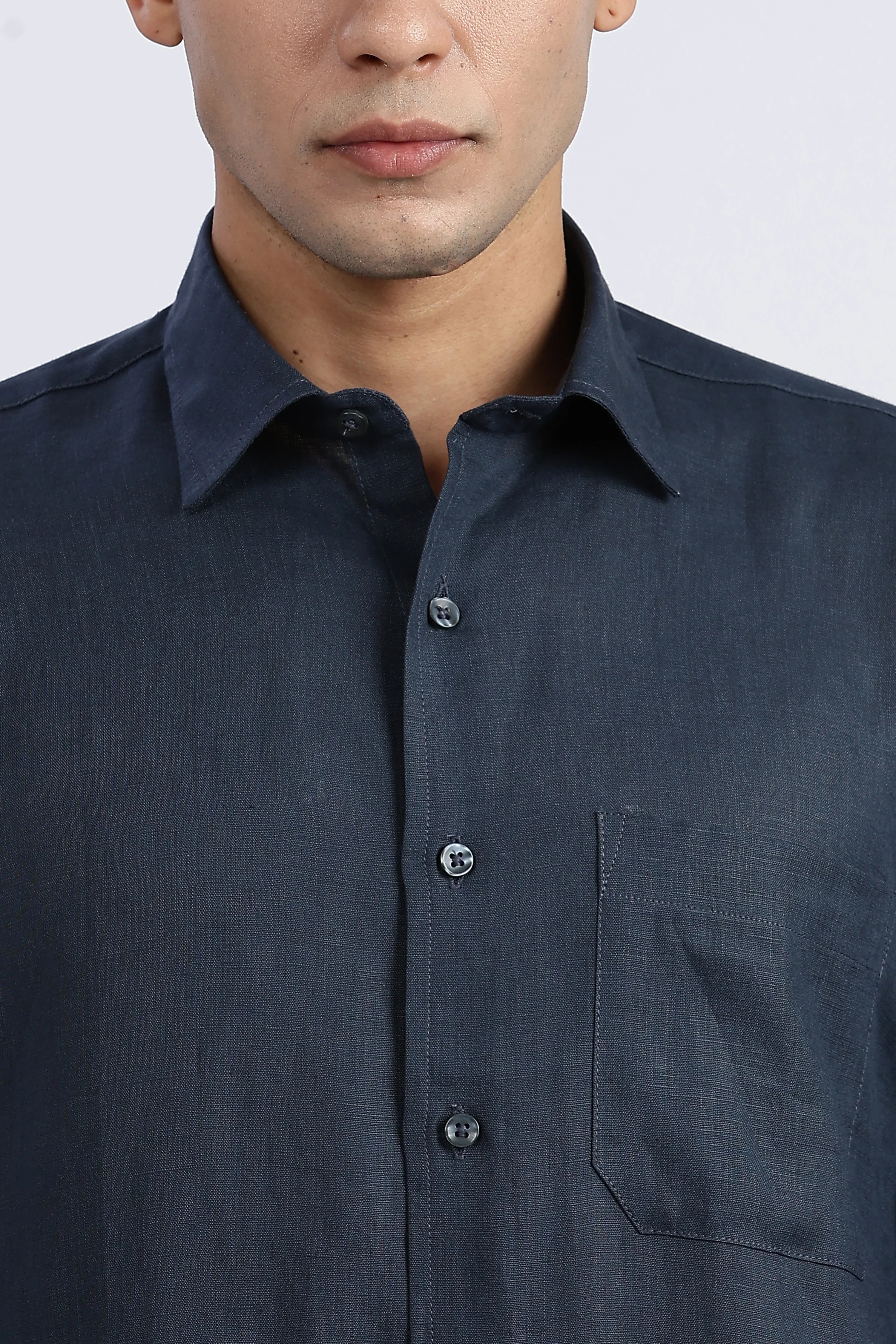 Men’s Deep Navy Linen Shirt – Full Sleeve | Timeless Comfort by Linen Culture