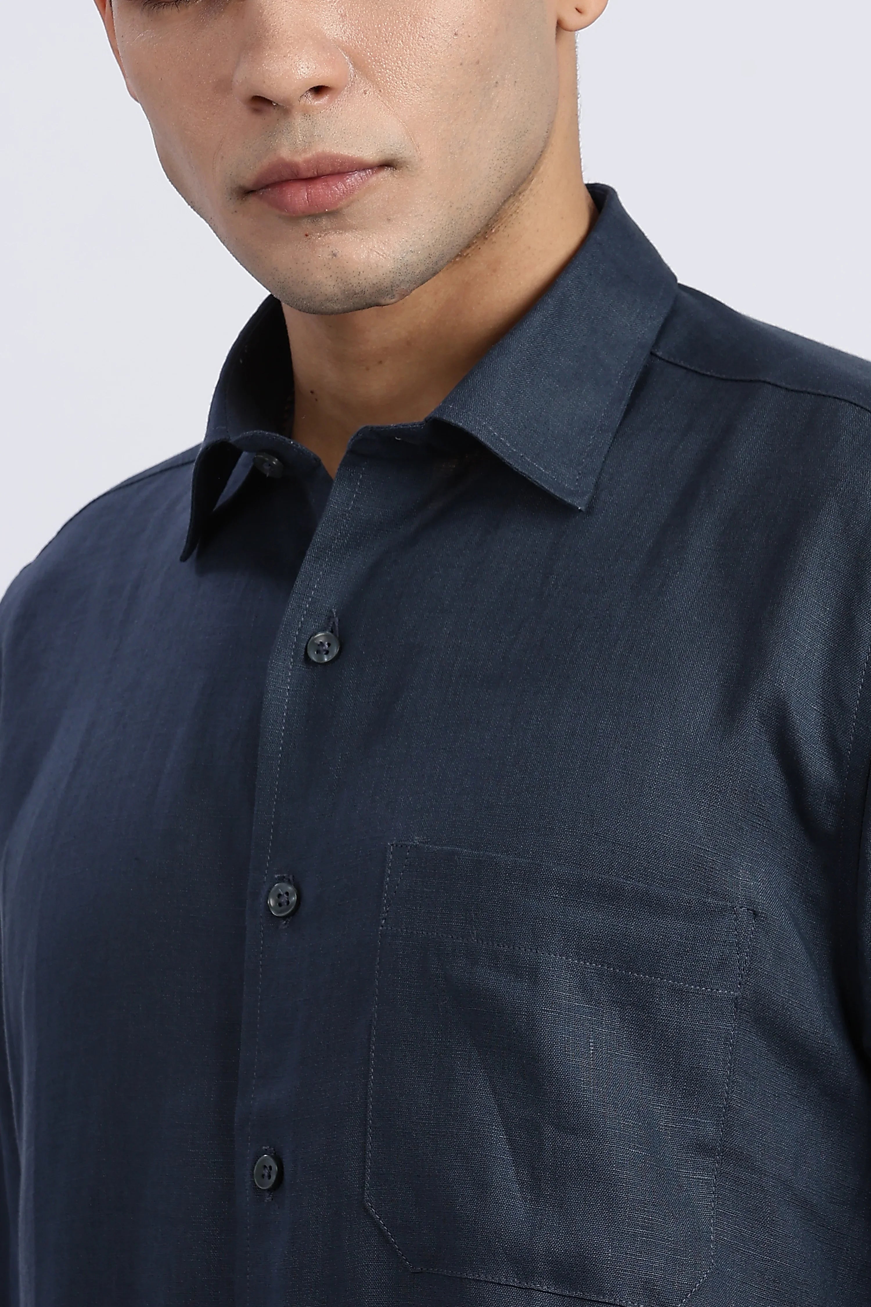 Men’s Deep Navy Linen Shirt – Full Sleeve | Timeless Comfort by Linen Culture