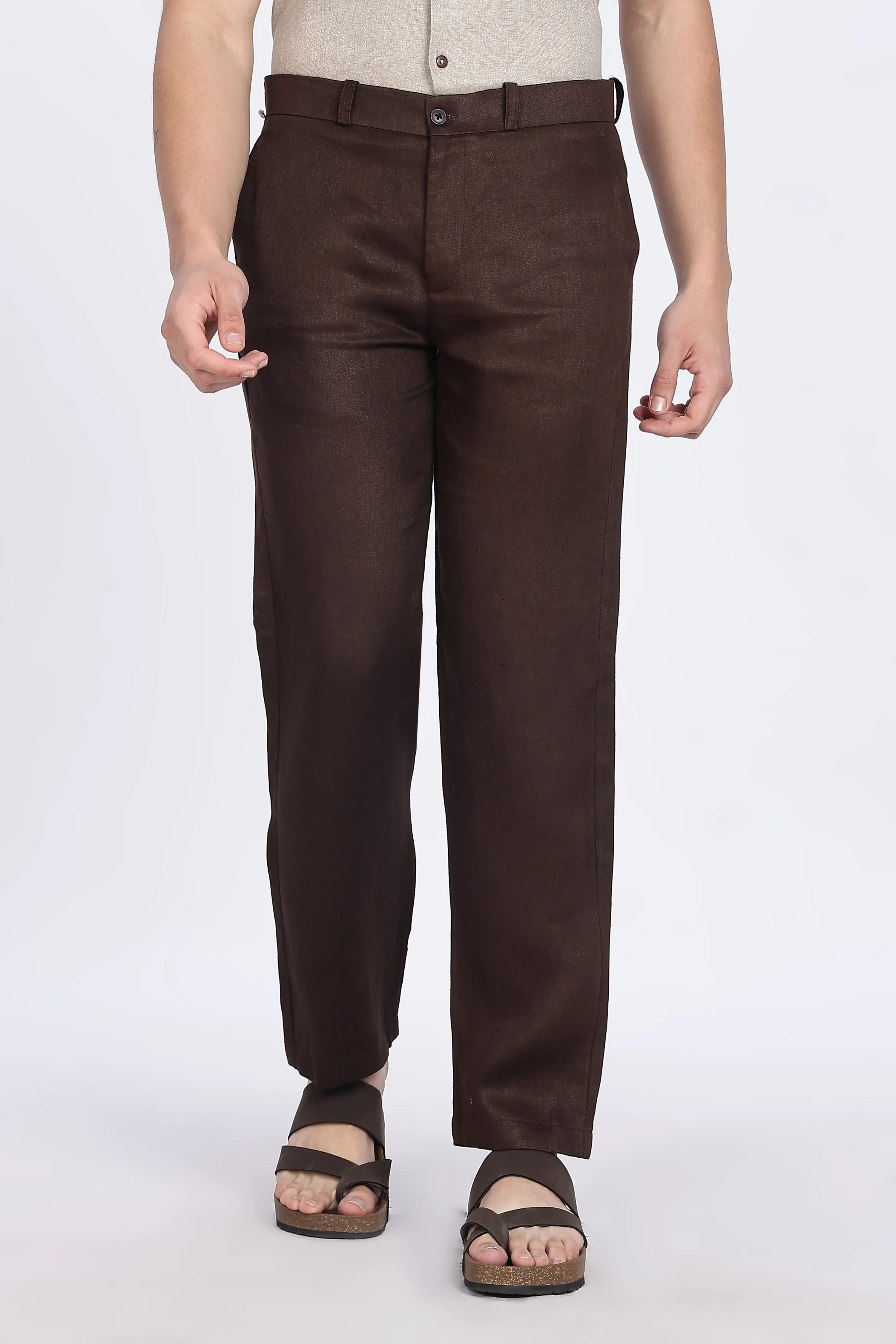 Men’s Brown Linen Pants – 100% Pure Linen Trousers | Linen Culture