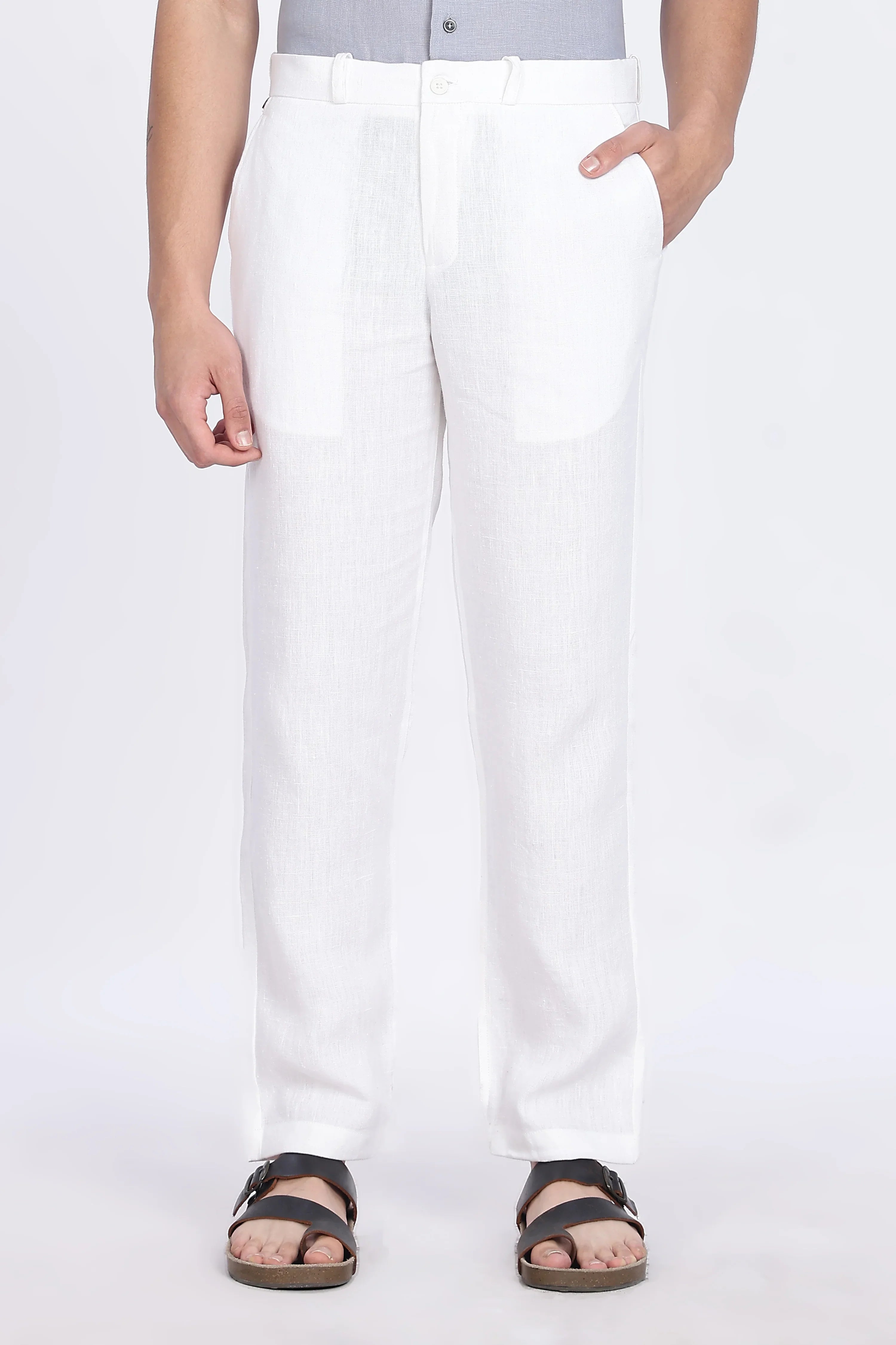 Men’s White Linen Pants – 100% Pure Linen Trousers | Linen Culture